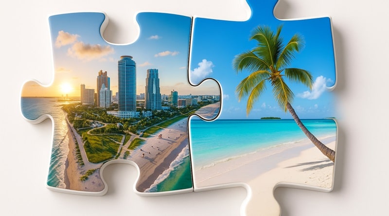 Due mondi che si incastrano alla perfezione: da un lato il fascino urbano di Miami, dall'altro il paradiso incontaminato delle Bahamas. Un viaggio che è un vero puzzle di emozioni firmato Goditilavita.