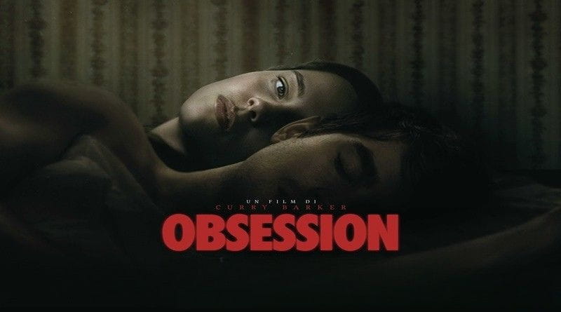 Poster Obsession film thriller con coppia protagonista, atmosfera oscura tra amore e ossessione