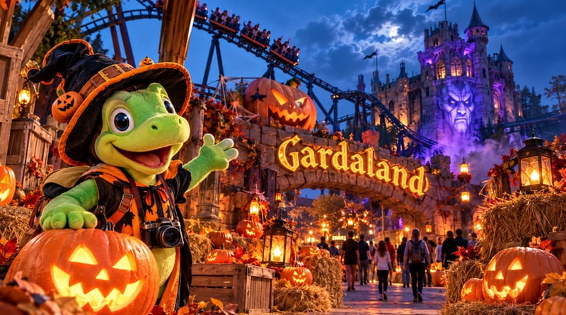 Gardaland Magic Halloween 2026 sul Lago di Garda con zucche, atmosfere da brivido e Geco Gaudenzio, biglietti in offerta a 39 euro