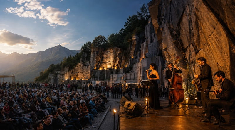 Concerto jazz a Tones Teatro Natura durante Ossola in Jazz 2026 a Oira di Crevoladossola, in Val d’Ossola